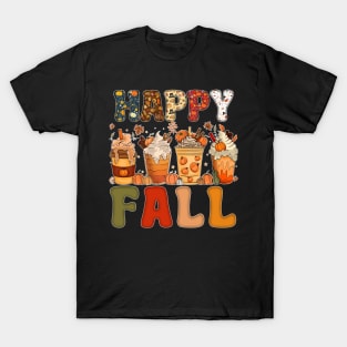 Happy Fall Y'all Autumn Halloween Pumpkin Spice Latte T-Shirt